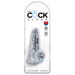 Dildo King Cock Clear z jądrami 10,2cm
